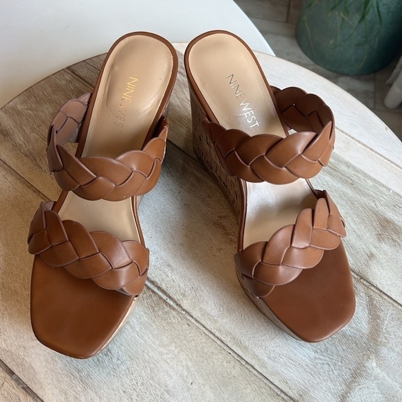 Nine West - Brown Leather Wedges - Size 7M - Picture 9 of 11